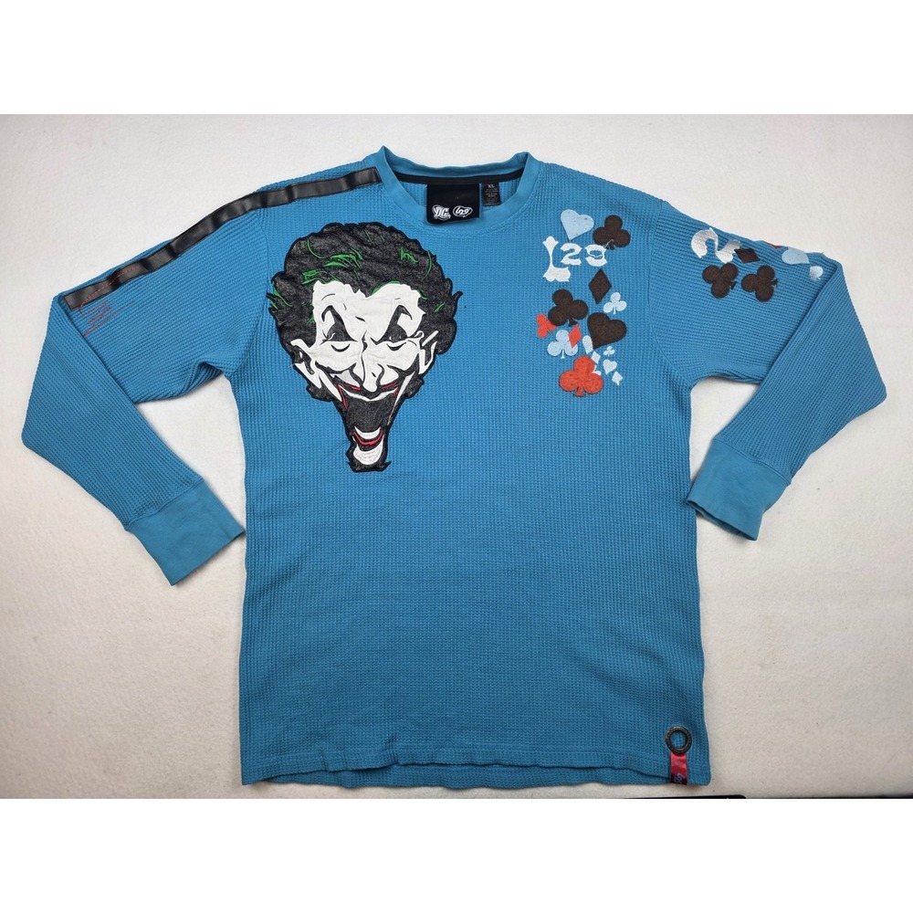 Rare‎ L29 DC Comics Joker Thermal Long Sleeve Pop Art Blue Unisex Size XL